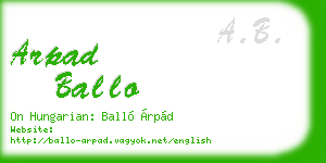 arpad ballo business card