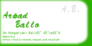 arpad ballo business card